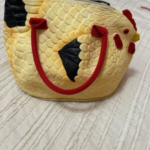 Chicken-Shaped Satchel Bag - Yellow and Red Purse